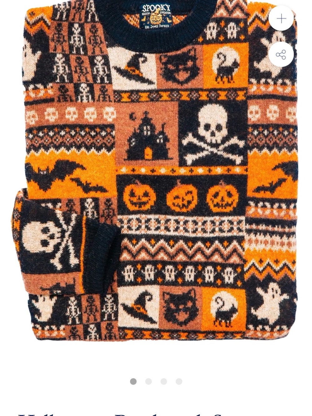 Kiel James Patrick Halloween Crewneck Sweater in Brown & Orange - Picture 2 of 5